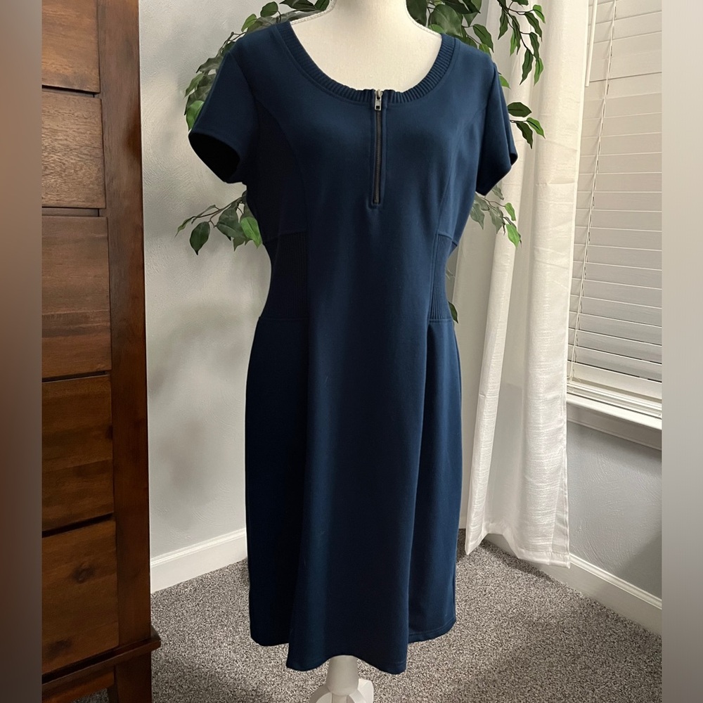 Spense Women’s Dress Dark Teal, Zip-Up at Bust,  Gathered Mid-section, Size 10